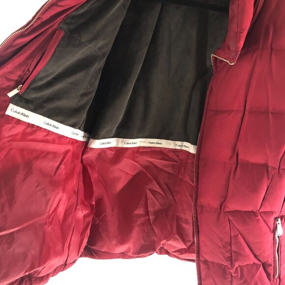 Calvin Klein Womens Down Puffer Jacket Pockets Full Zip Red XL - Picture 6 of 8